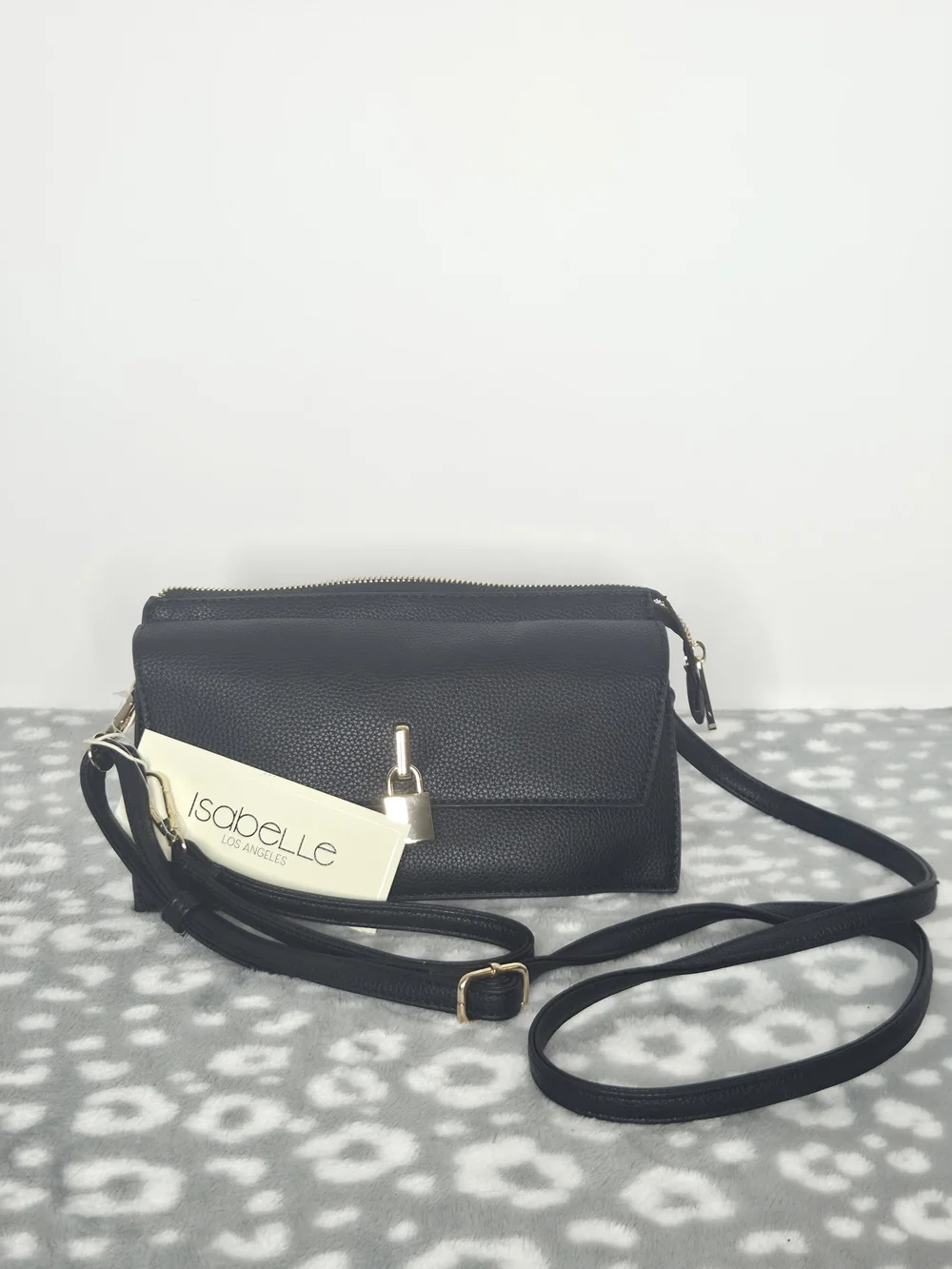 Isabelle Los Angeles Crossbody Bag — Black with Gold Hardware